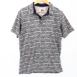 Platini Polo Shirt Mens Gray Plaid Short Sleeve Abstract Pattern Size Large L